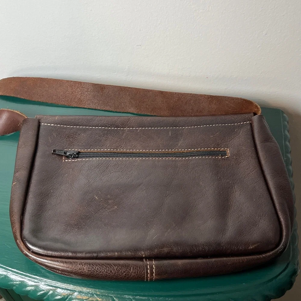 Brandolini‎ Boston MA USA Vintage Rare Brown Genuine Leather Messenger Bag